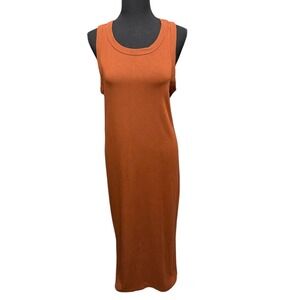 Banana Republic Rust Ribbed Knit Racerback Stretch Maxi Dress Womens L